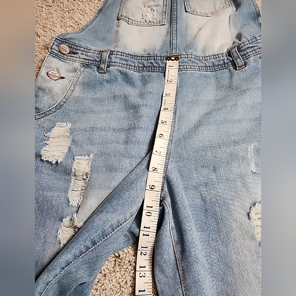 Ci Sono Womens Distressed Denim Overalls Size Small Light Wash Country Punk - Picture 6 of 11
